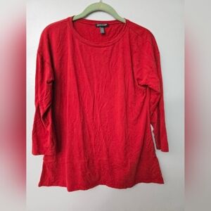 Eileen Fisher Red XXS Shirt 3/4 Sleeves Minimalist
